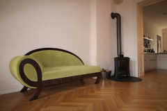 Récamiere aus Wenge, Bezugsstoff Designers Guild
